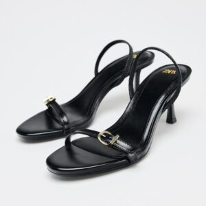 Patent finish imported Open toe black heel