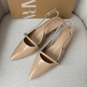 slingback beige kitten heel
