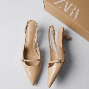 slingback beige kitten heel