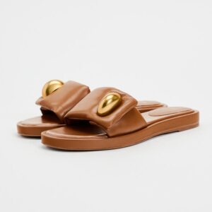 platform slides with golden buckle
