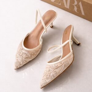 Bridal embroidery heel